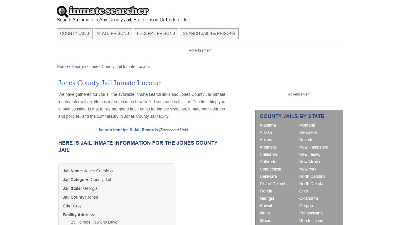 Jones County Jail Inmate Locator - Inmate Searcher