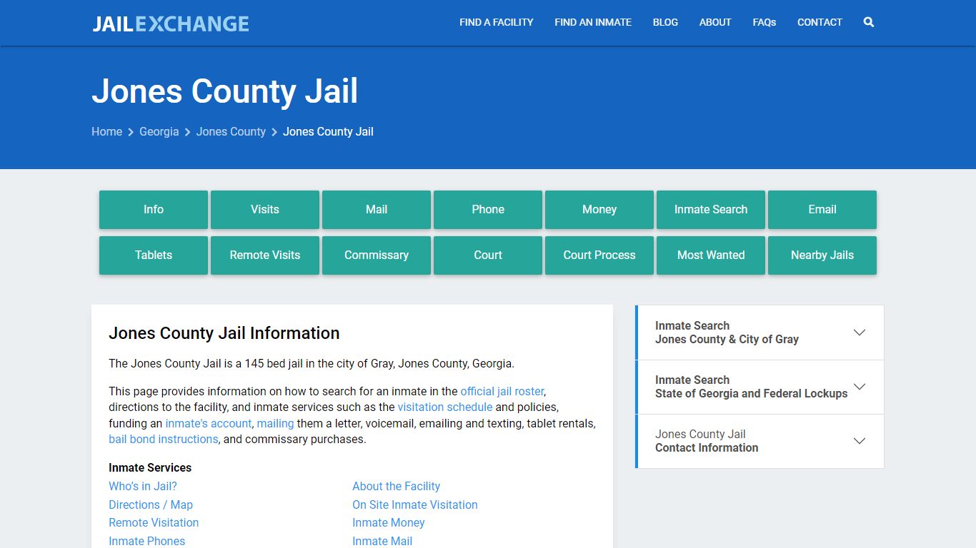 Jones County Jail, GA Inmate Search, Information